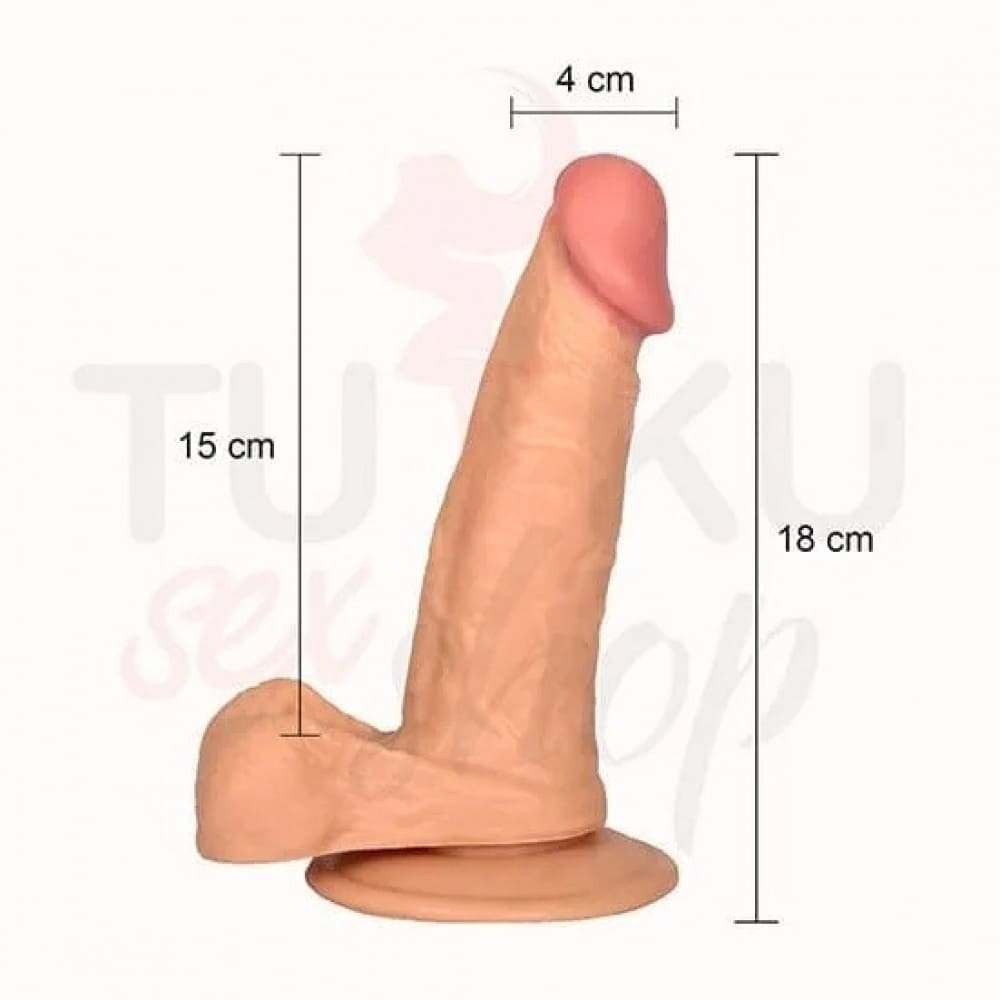 18 cm Kalın Gerçekçi Dildo – Damarlı, Vantuzlu, Anal ve Vajinal Uyumlu