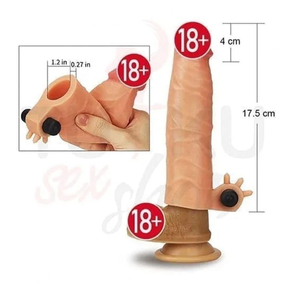 4 cm Uzatmalı Titreşimli Penis Kılıfı – Klitoris Uyarıcılı Ultra Gerçekçi Yapı