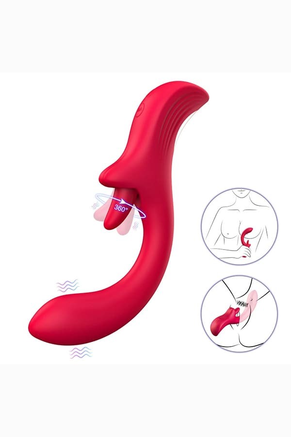 PRIME TOYS Nora Şarjlı 2 in 1 Klitoris G Nokta Uyarıcı Dönen Dil Hareketli Vibratör