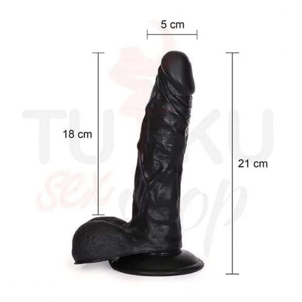 21 cm Kalın Siyah Kemerli Strapon – Gerçekçi Zenci Dildo Modeli
