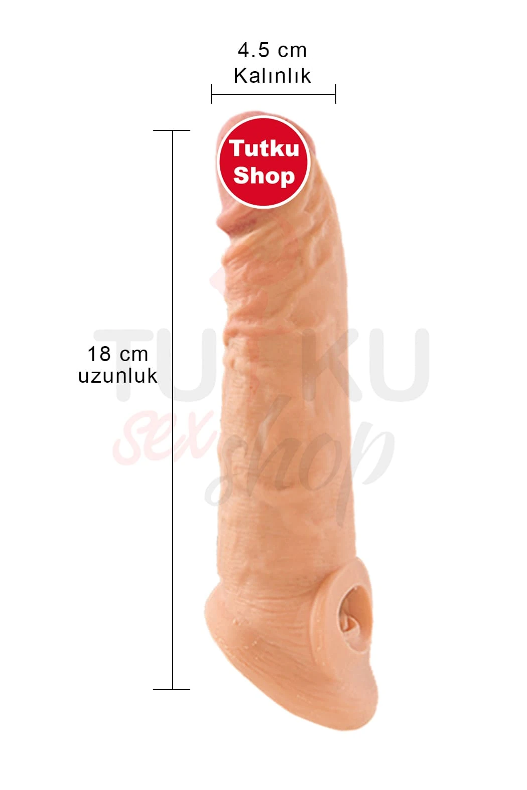 5 cm Uzatmalı Testise Geçen Penis Kılıfı – Kalınlaştırıcı Realistik Silikon