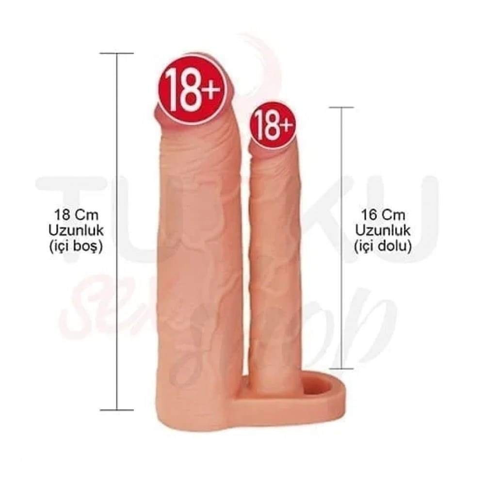 Çift Başlı 5 cm Uzatmalı Titreşimli Penis Kılıfı – Anal Uyumlu Realistik Tasarım