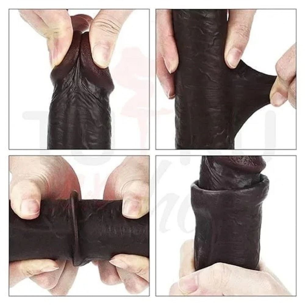 23 cm Siyah Derili Yapıda Gerçekçi Zenci Dildo 