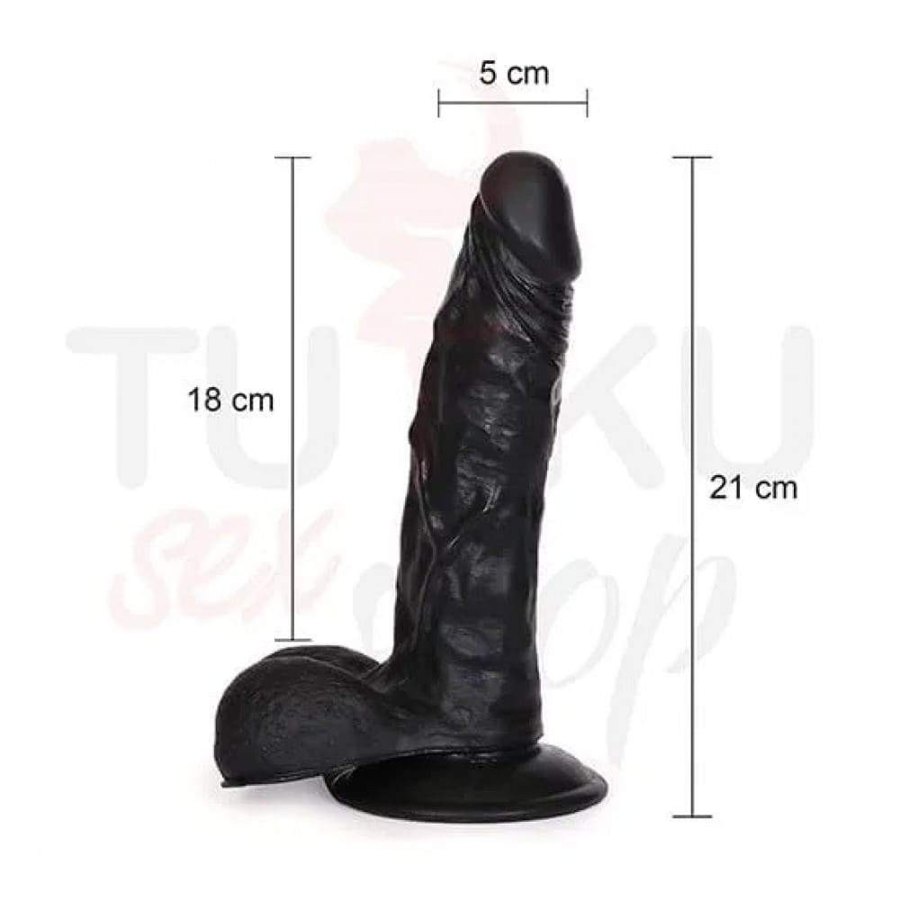 21 cm Siyah Kalın Titreşimli Yapay Penis 