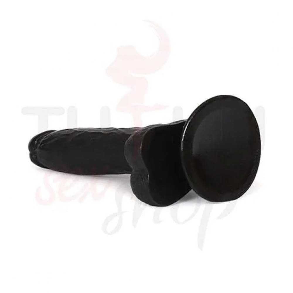 20 cm Siyah Damarlı Gerçekçi Dildo – Vantuzlu ve Esnek Yapı