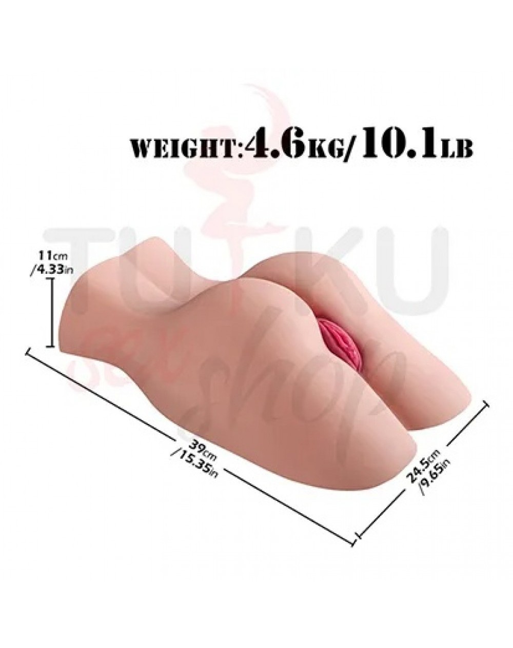 39 cm Gerçekçi Silikon Kalça – Anal & Vajinal Girişli Mastürbatör