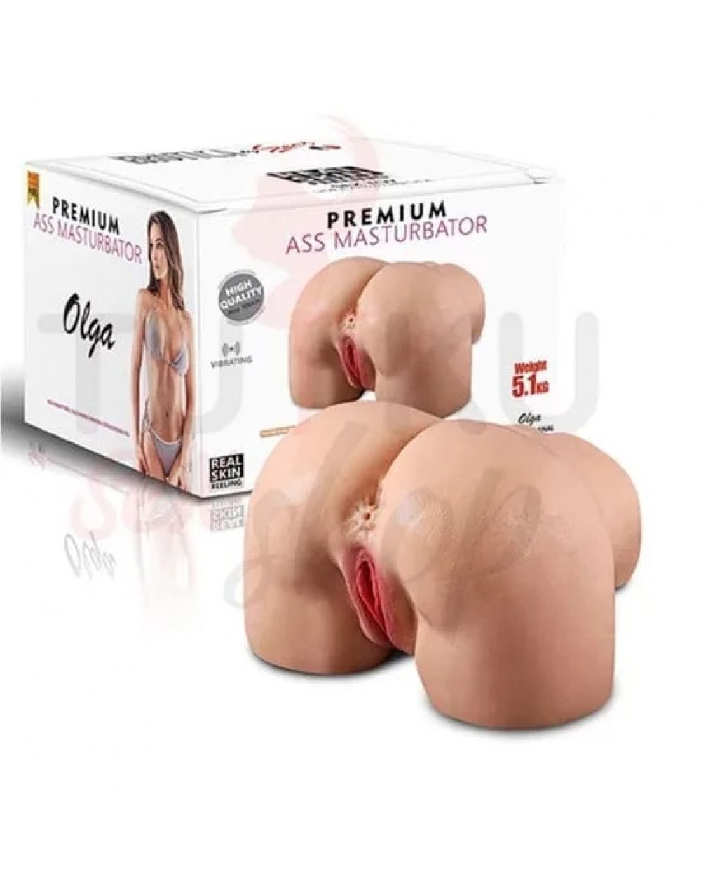 Titreşimli Büyük Boy Suni Kalça Mastürbatör – Anal & Vajinal Girişli
