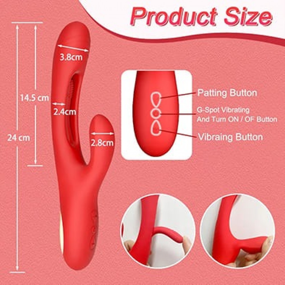 3 Modlu Titreşimli Şarjlı Kırmızı Rabbit Vibratör – G Noktası ve Klitoris Uyarıcı