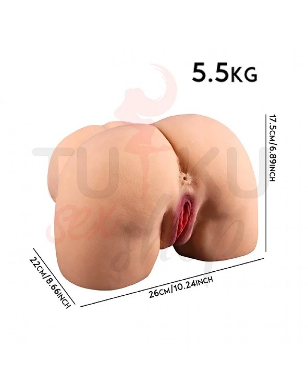 Titreşimli Büyük Boy Suni Kalça Mastürbatör – Anal & Vajinal Girişli