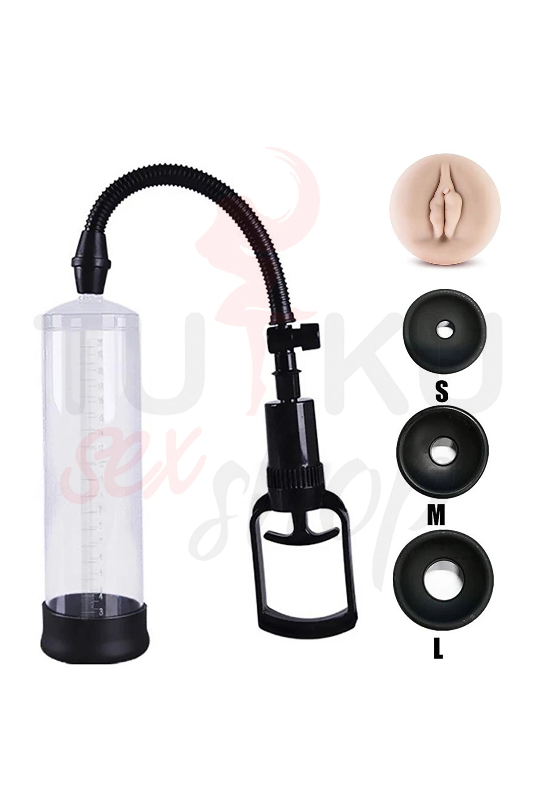 Men Powerup Penis Vakum Pompası Seti - Vajina Başlık Hediyeli