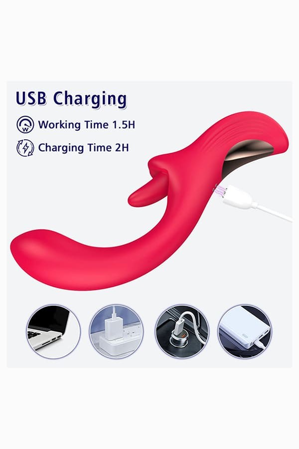 PRIME TOYS Nora Şarjlı 2 in 1 Klitoris G Nokta Uyarıcı Dönen Dil Hareketli Vibratör