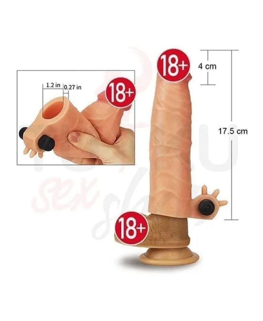 4 cm Uzatmalı Titreşimli Penis Kılıfı – Klitoris Uyarıcılı Ultra Gerçekçi Yapı