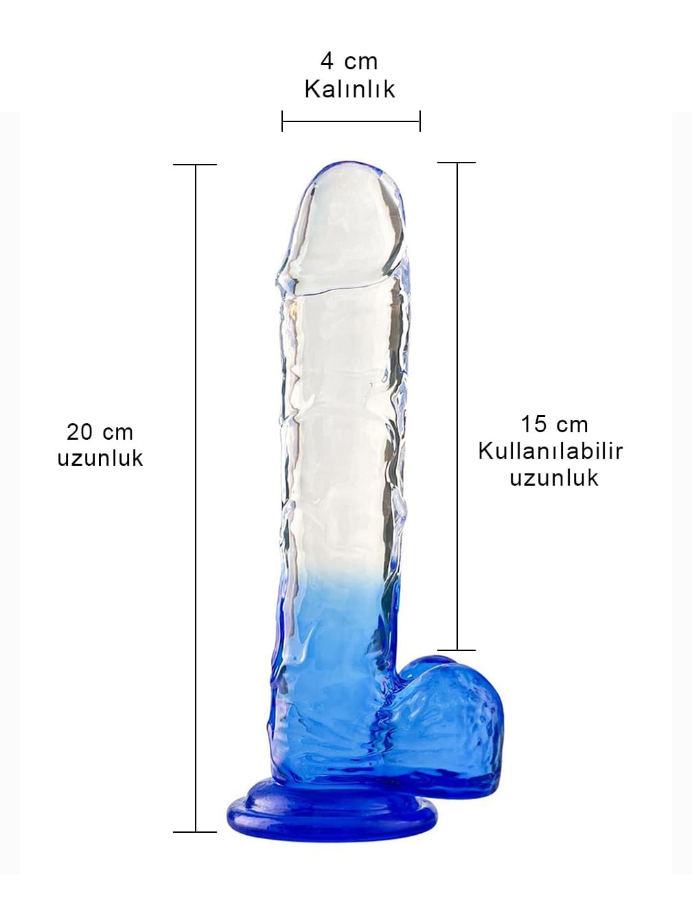 Şeffaf Mavi Realistik Dildo