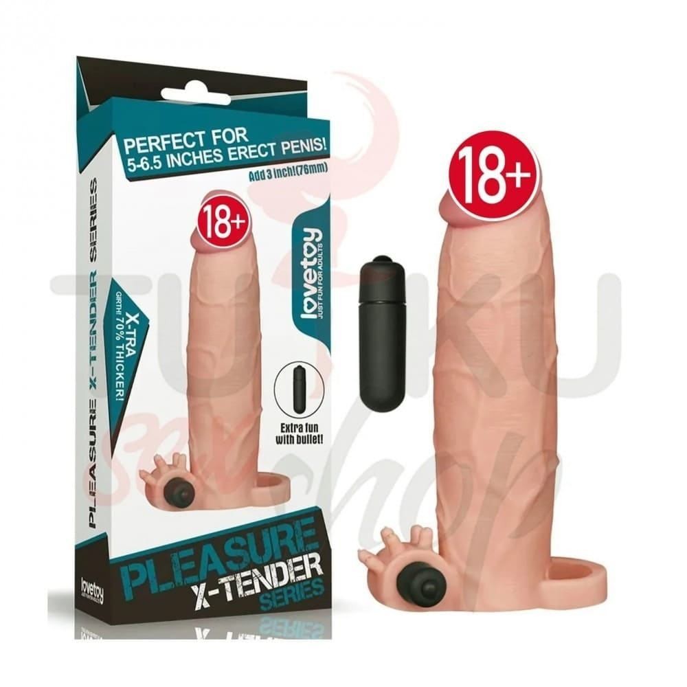 7.5 cm Dolgulu Titreşimli Penis Kılıfı – Kalınlaştırıcı Gerçekçi Yapı