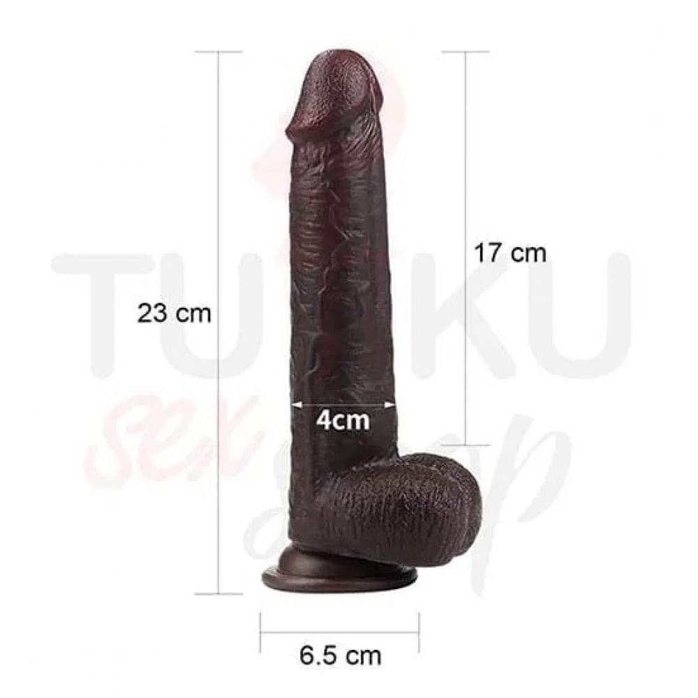23 cm Siyah Derili Yapıda Gerçekçi Zenci Dildo 