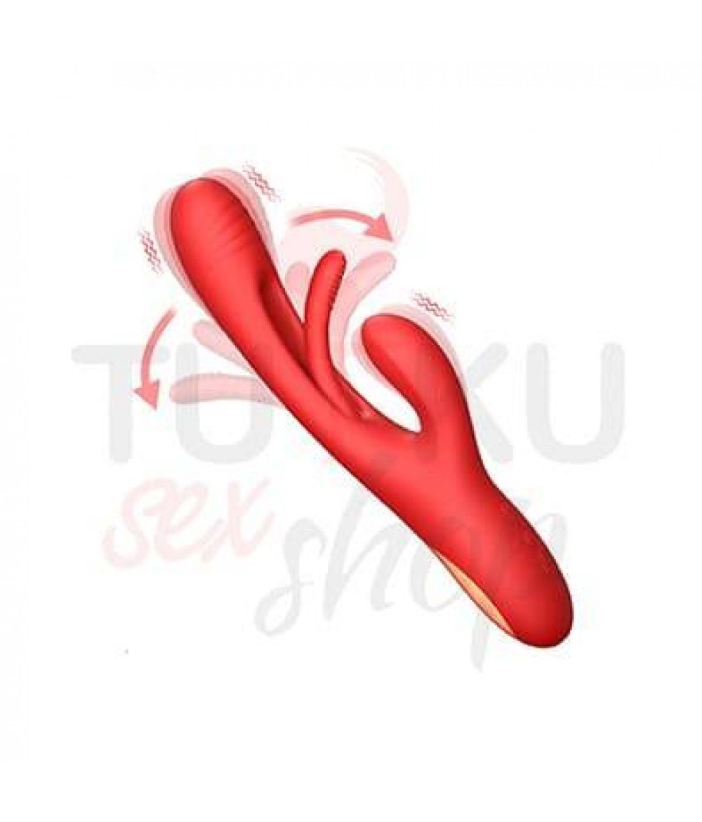 3 Modlu Titreşimli Şarjlı Kırmızı Rabbit Vibratör – G Noktası ve Klitoris Uyarıcı