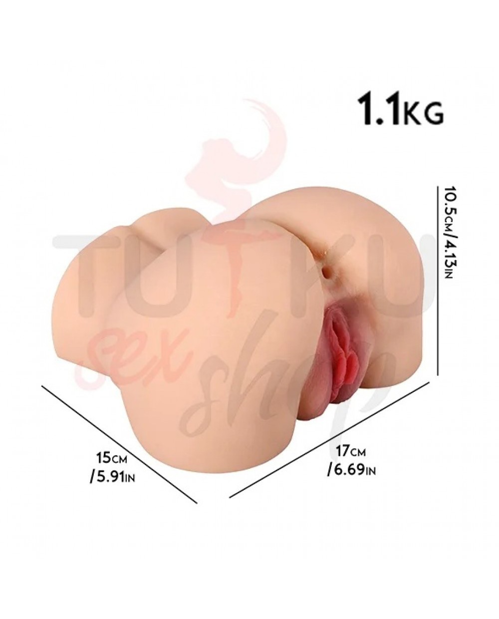 17 cm Titreşimli Anal & Vajinal Girişli Suni Kalça Mastürbatör