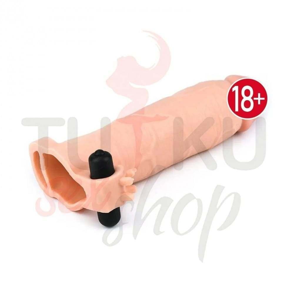 7.5 cm Dolgulu Titreşimli Penis Kılıfı – Kalınlaştırıcı Gerçekçi Yapı