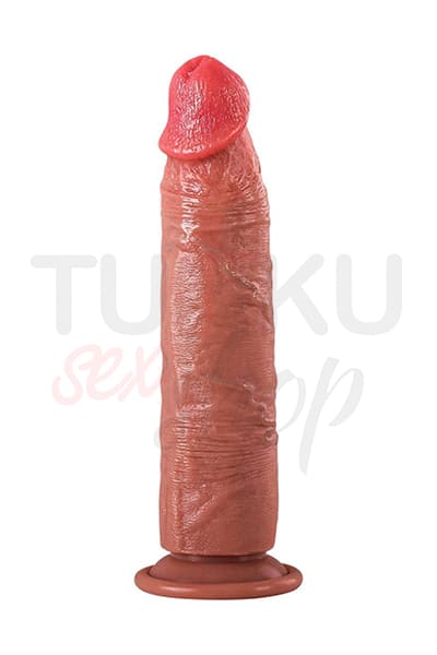 Ultra Yumuşak Testissiz Realistik Dildo Çift Katmanlı 22 Cm