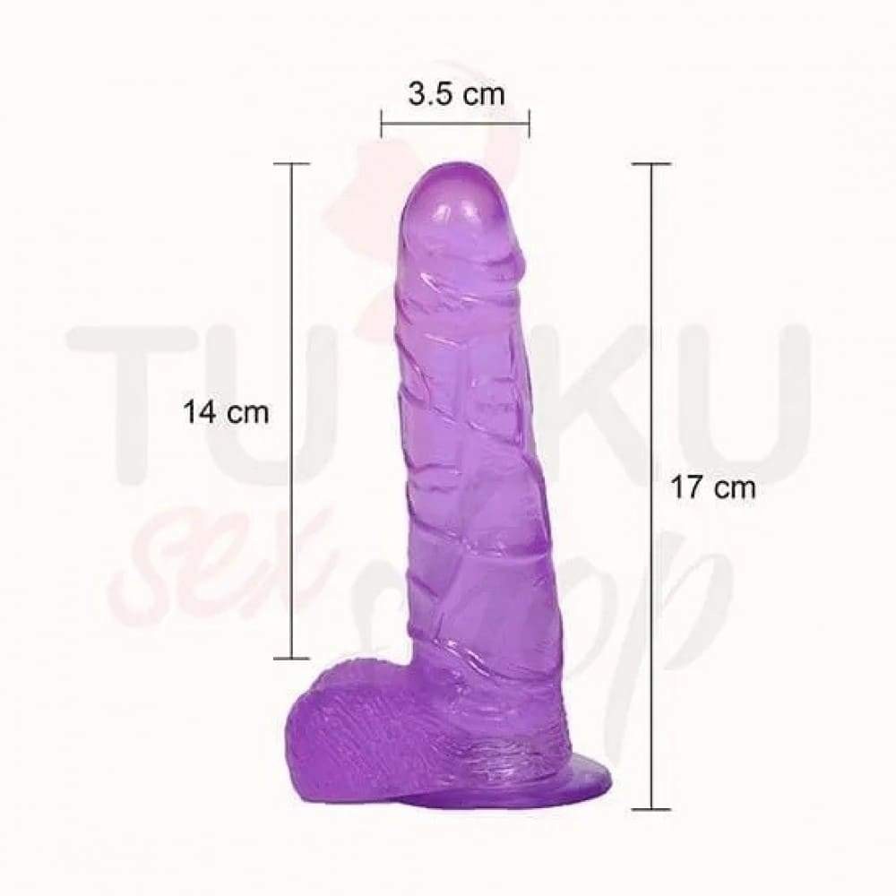 17 cm Şeffaf Mor Jel Dildo 
