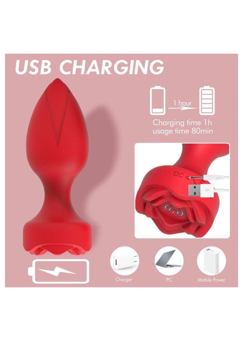 Kırmızı Uzaktan Kumandalı Silikon Anal Plug