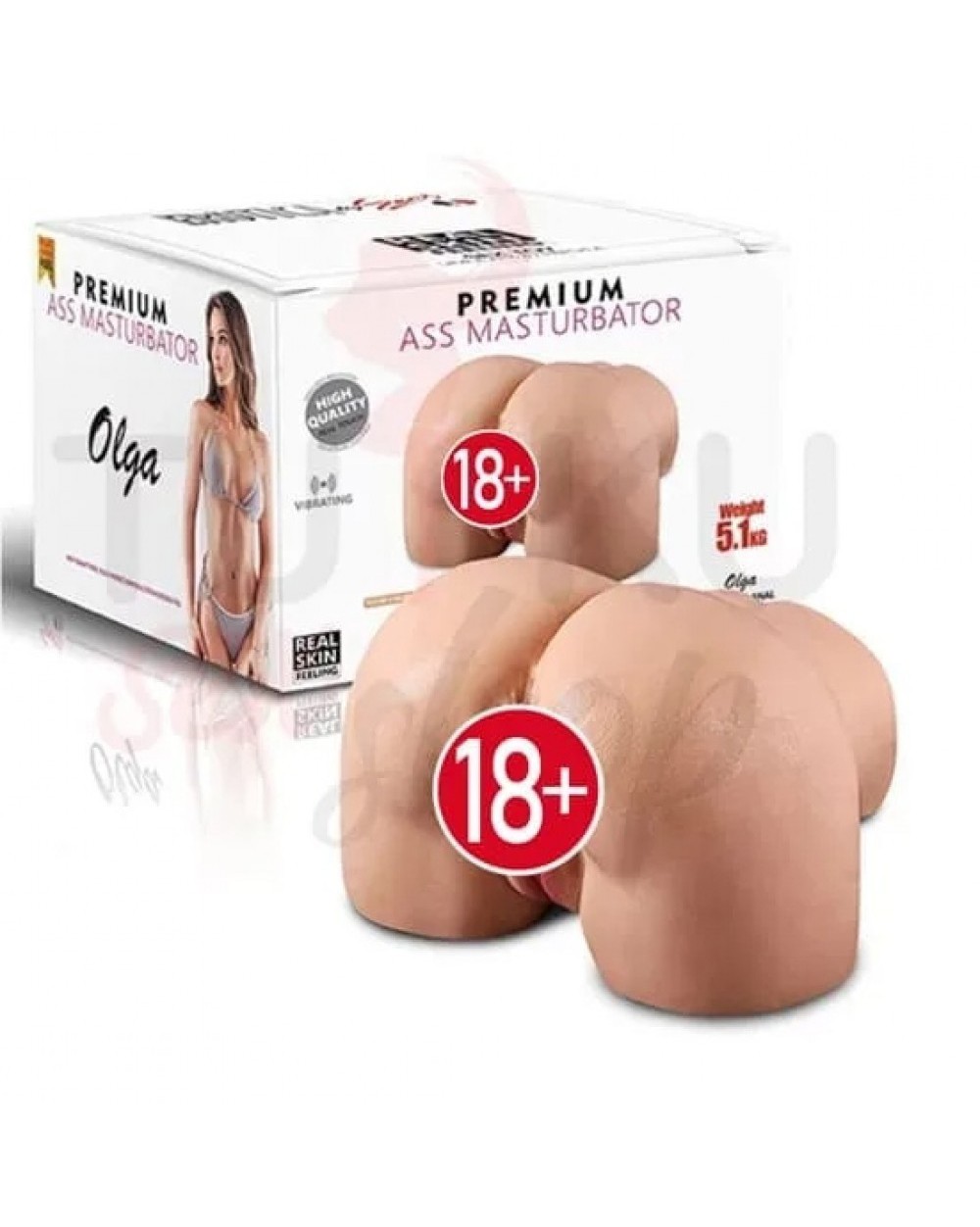 Titreşimli Büyük Boy Suni Kalça Mastürbatör – Anal & Vajinal Girişli