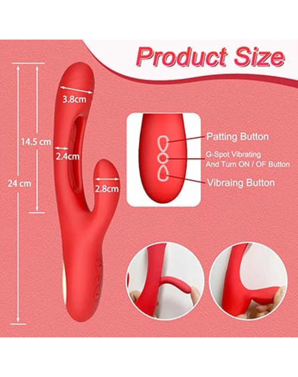 3 Modlu Titreşimli Şarjlı Kırmızı Rabbit Vibratör – G Noktası ve Klitoris Uyarıcı