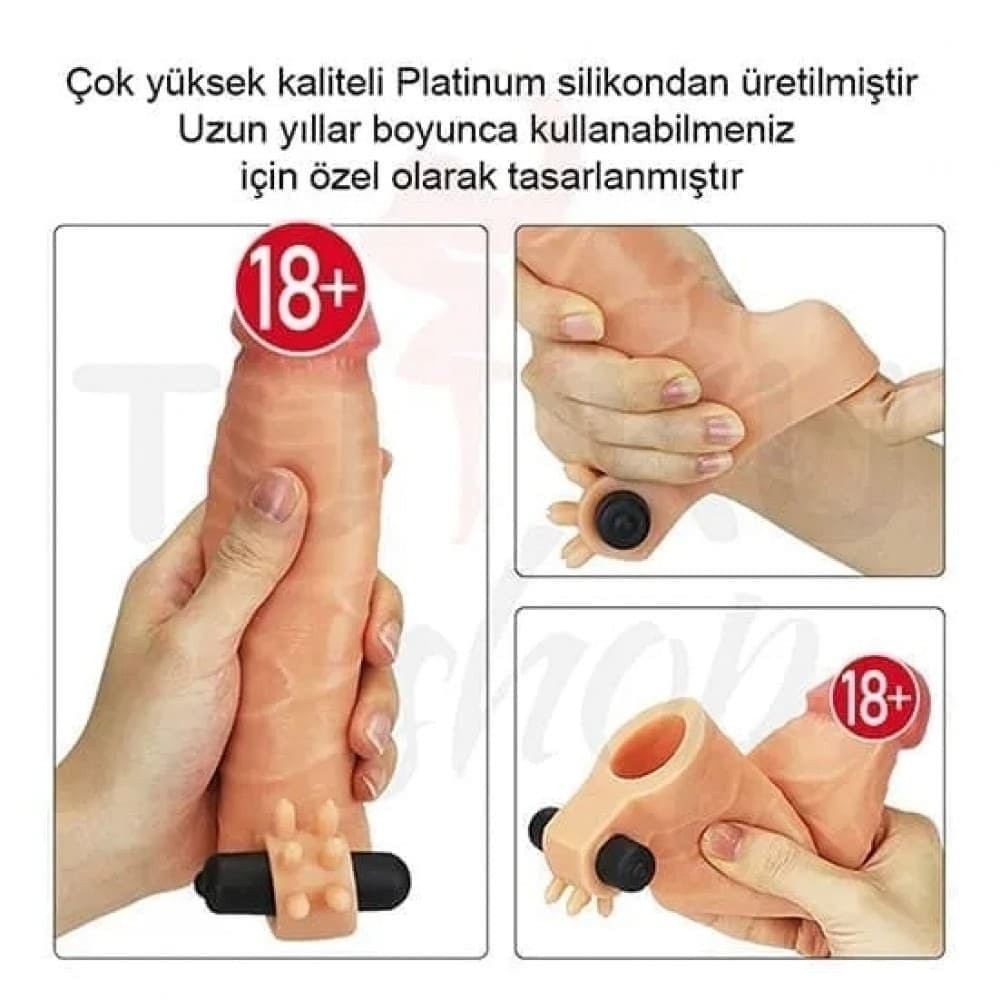 4 cm Uzatmalı Titreşimli Penis Kılıfı – Klitoris Uyarıcılı Ultra Gerçekçi Yapı