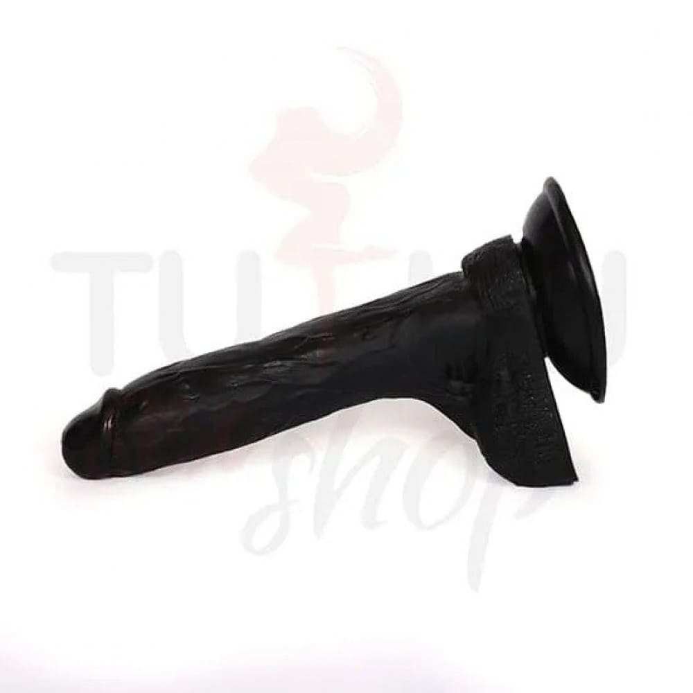 20 cm Siyah Damarlı Gerçekçi Dildo – Vantuzlu ve Esnek Yapı