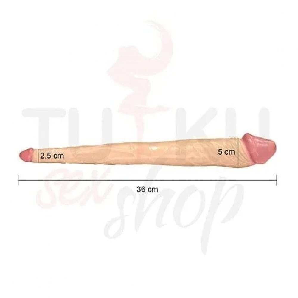 36 cm Çift Uçlu Esnek Dildo – Gerçekçi Dokulu ve İki Taraflı Kullanım