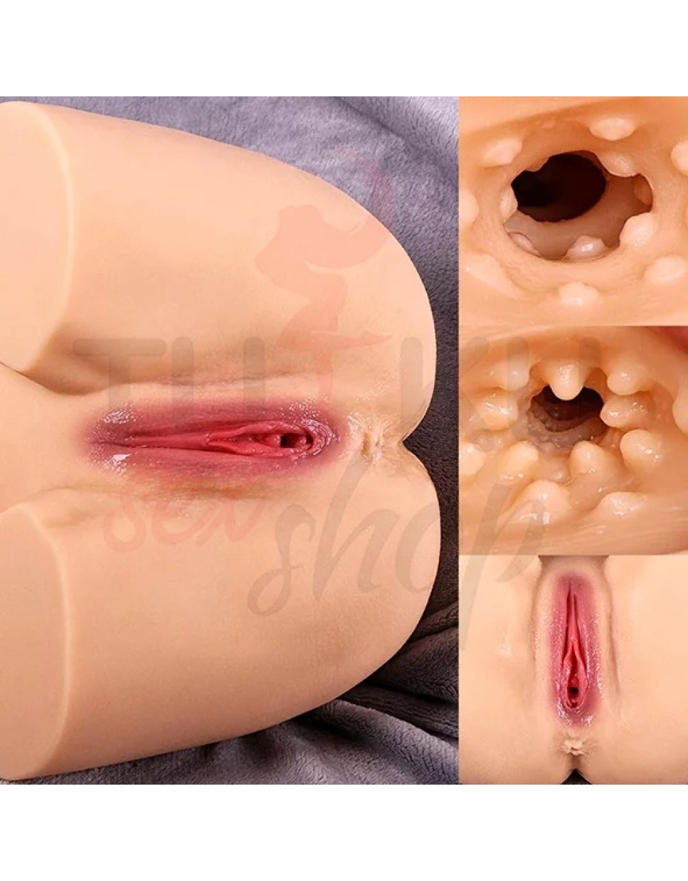 Titreşimli Büyük Boy Suni Kalça Mastürbatör – Anal & Vajinal Girişli
