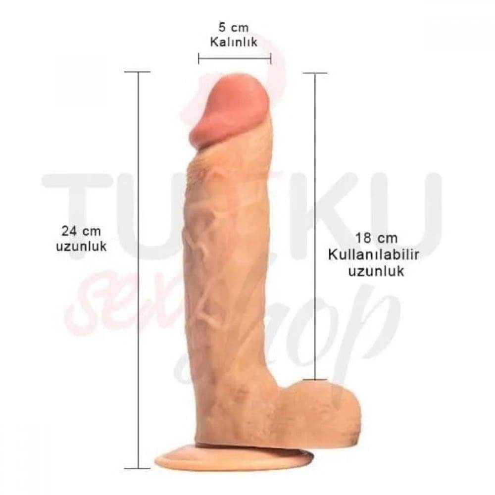 24 cm Kalın Gerçekçi Dildo – Vantuzlu ve Strapon Uyumlu
