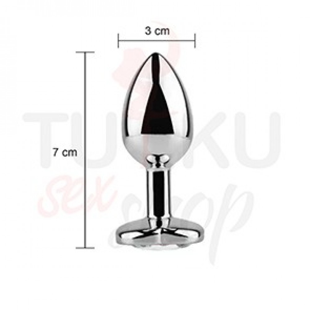 Metal Anal Plug – Kırmızı Kristal Taşlı 7 cm