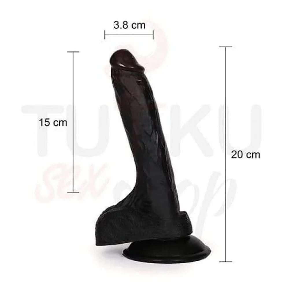 20 cm Titreşimli Siyah Kemerli Strapon – 7 Modlu Gerçekçi Dildo