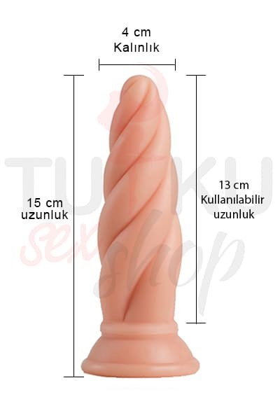 Gerçekçi Dokulu Spiral Anal Dildo – 15 cm