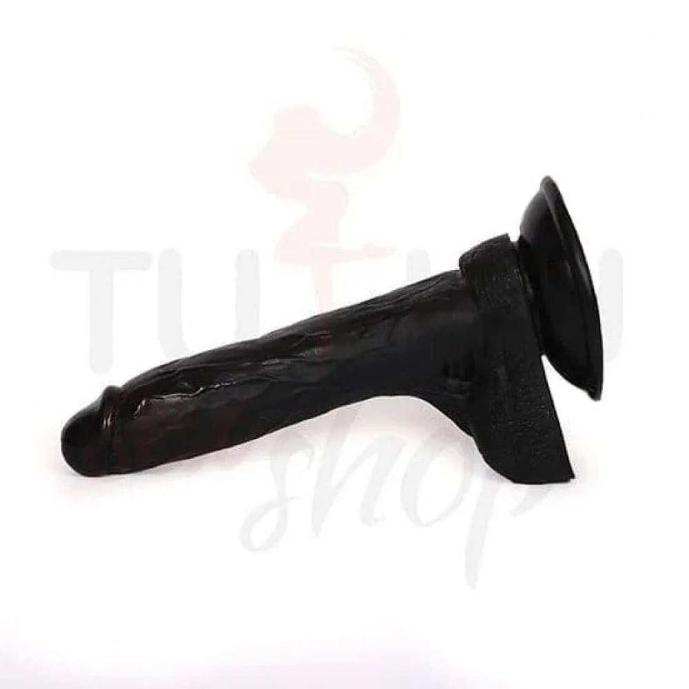 20 cm Siyah Kemerli Strapon Dildo – Gerçekçi Damar Dokulu