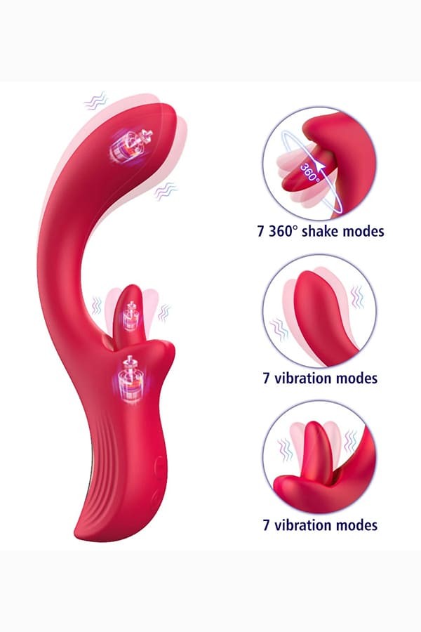 PRIME TOYS Nora Şarjlı 2 in 1 Klitoris G Nokta Uyarıcı Dönen Dil Hareketli Vibratör