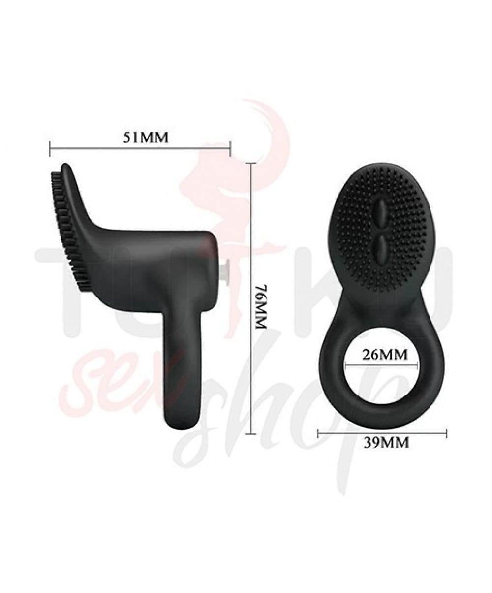 Siyah Titreşimli Penis Halkası – Klitoris Uyarıcılı, Yumuşak Silikon