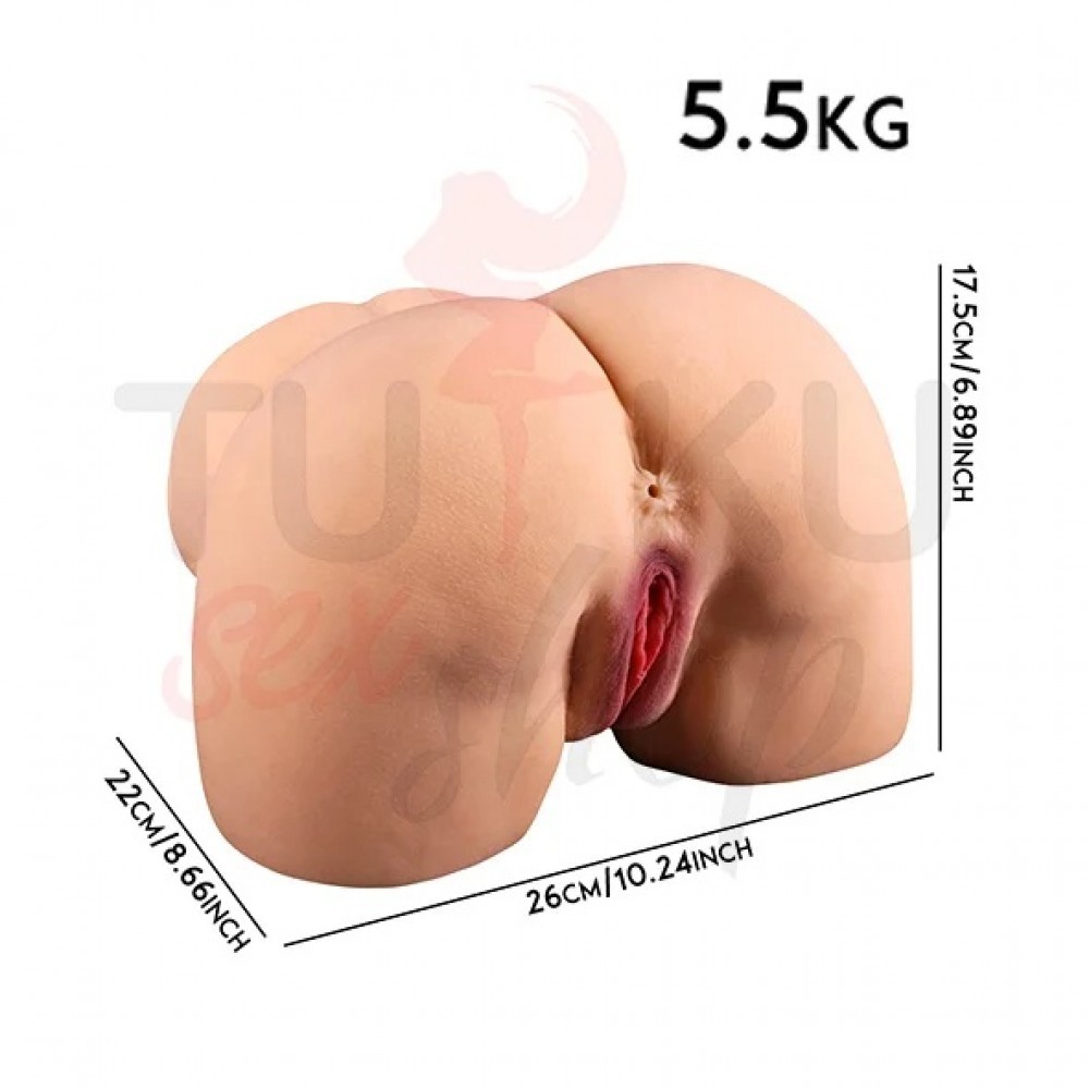 Titreşimli Büyük Boy Suni Kalça Mastürbatör – Anal & Vajinal Girişli