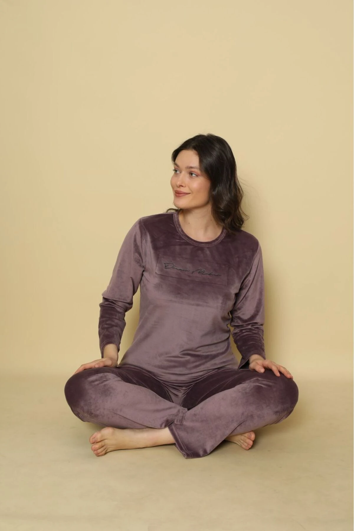 Sude Pembe Kadife Magic Pijama Takımı