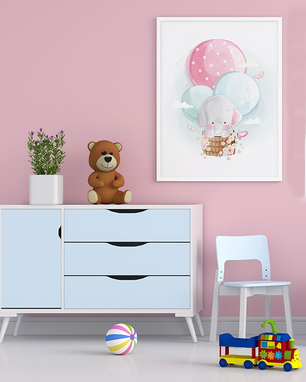 Balonlu Fil Çocuk-Bebek Odası Pano