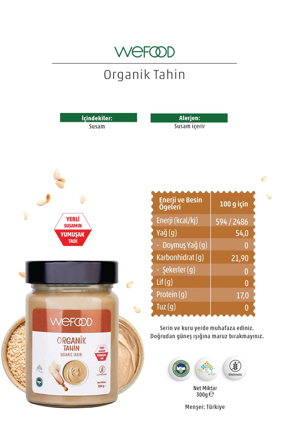 WEFOOD - ORGANİK TAHİN (300G)