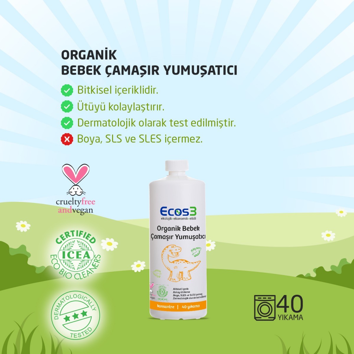 ECOS3 - ORGANİK BEBEK ÇAMAŞIR YUMUŞATICI