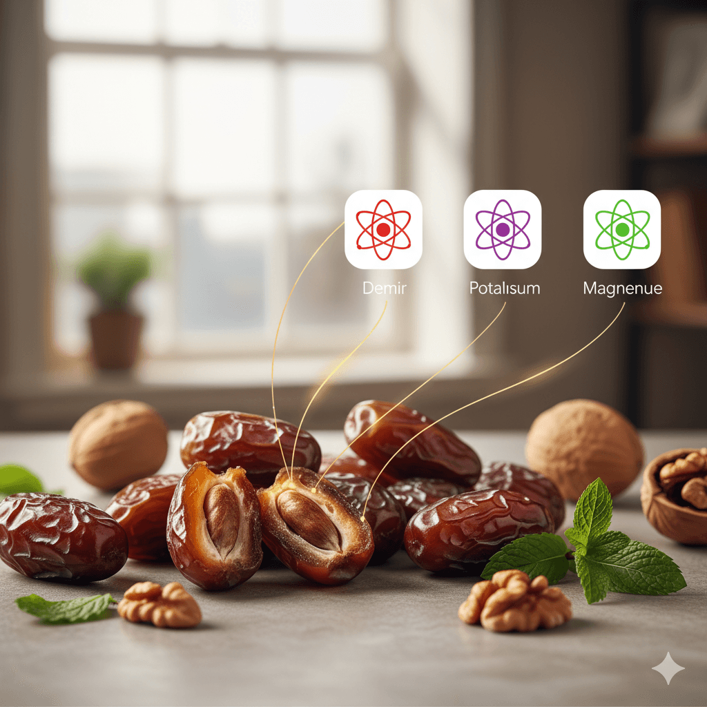   Hurmanın doğal enerji ve zengin mineral içeriği (hurma faydaları).  