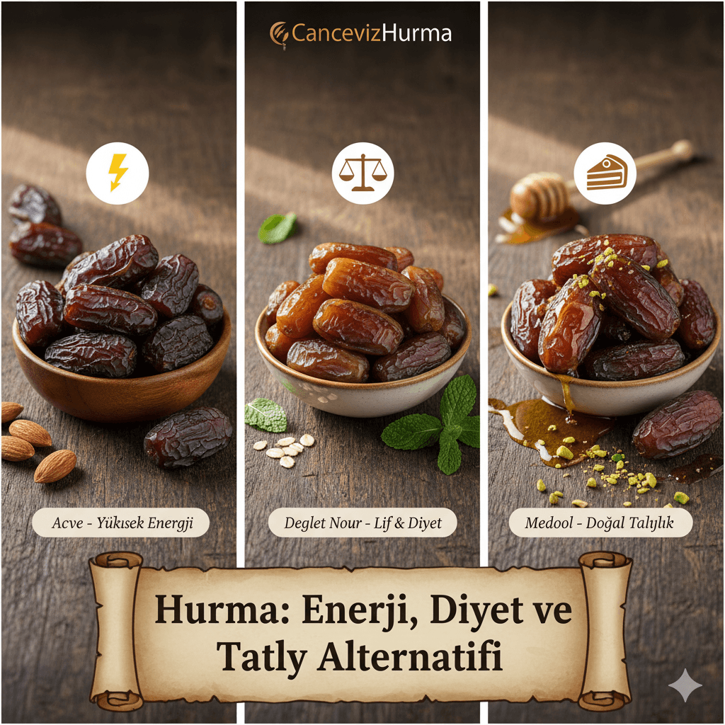 Hangi hurma hangi amaç için ideal? Enerji, diyet ve tatlı alternatiflerine göre hurma seçimi.