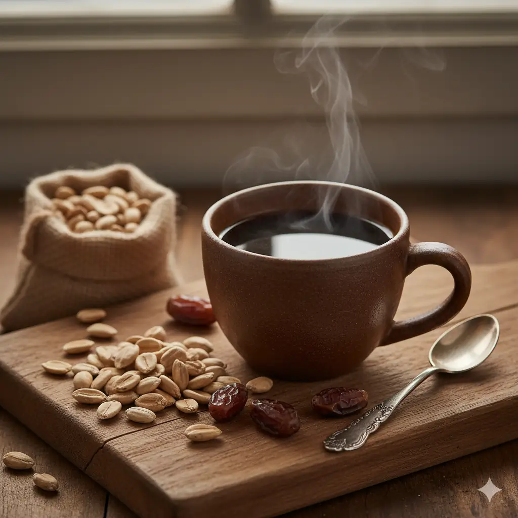 Kafeinsiz hurma çekirdeği kahvesi demleme