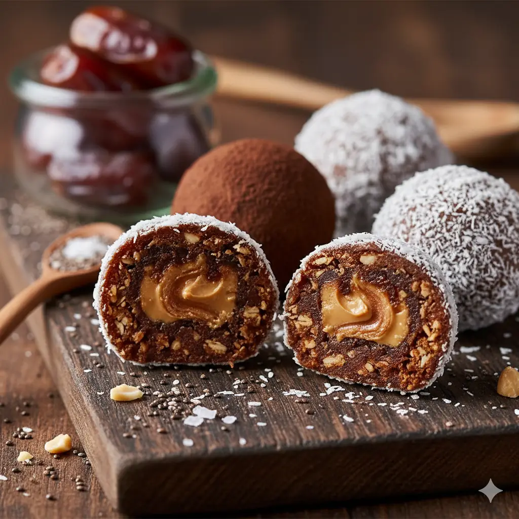 &nbsp;Rafine şekersiz hurmalı enerji topları sağlıklı atıştırmalık