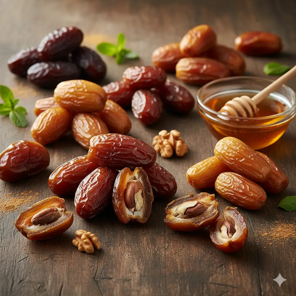 En popüler hurma çeşitleri: Medjool ve Deglet Noor.