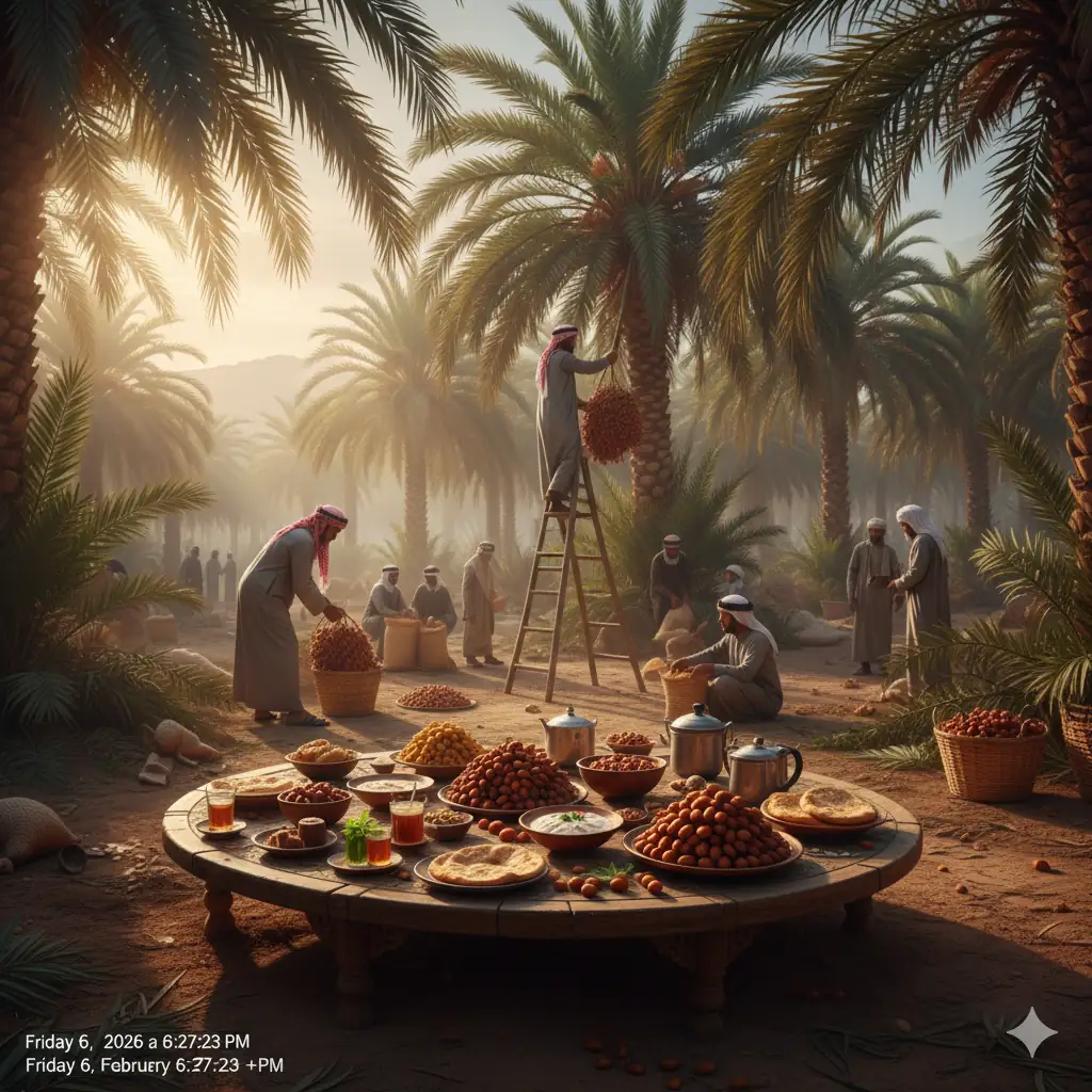 &nbsp;Hurma ve insan arasındaki tarihi bağ, hurma hasadı görüntüsü.