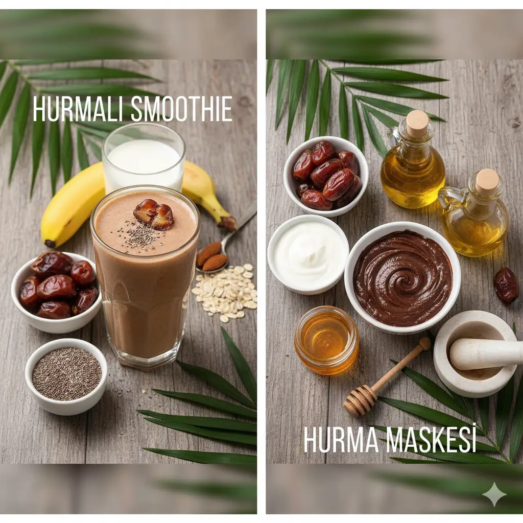 &nbsp;Cilt maskesi için kullanılan hurmalı tarif malzemeleri